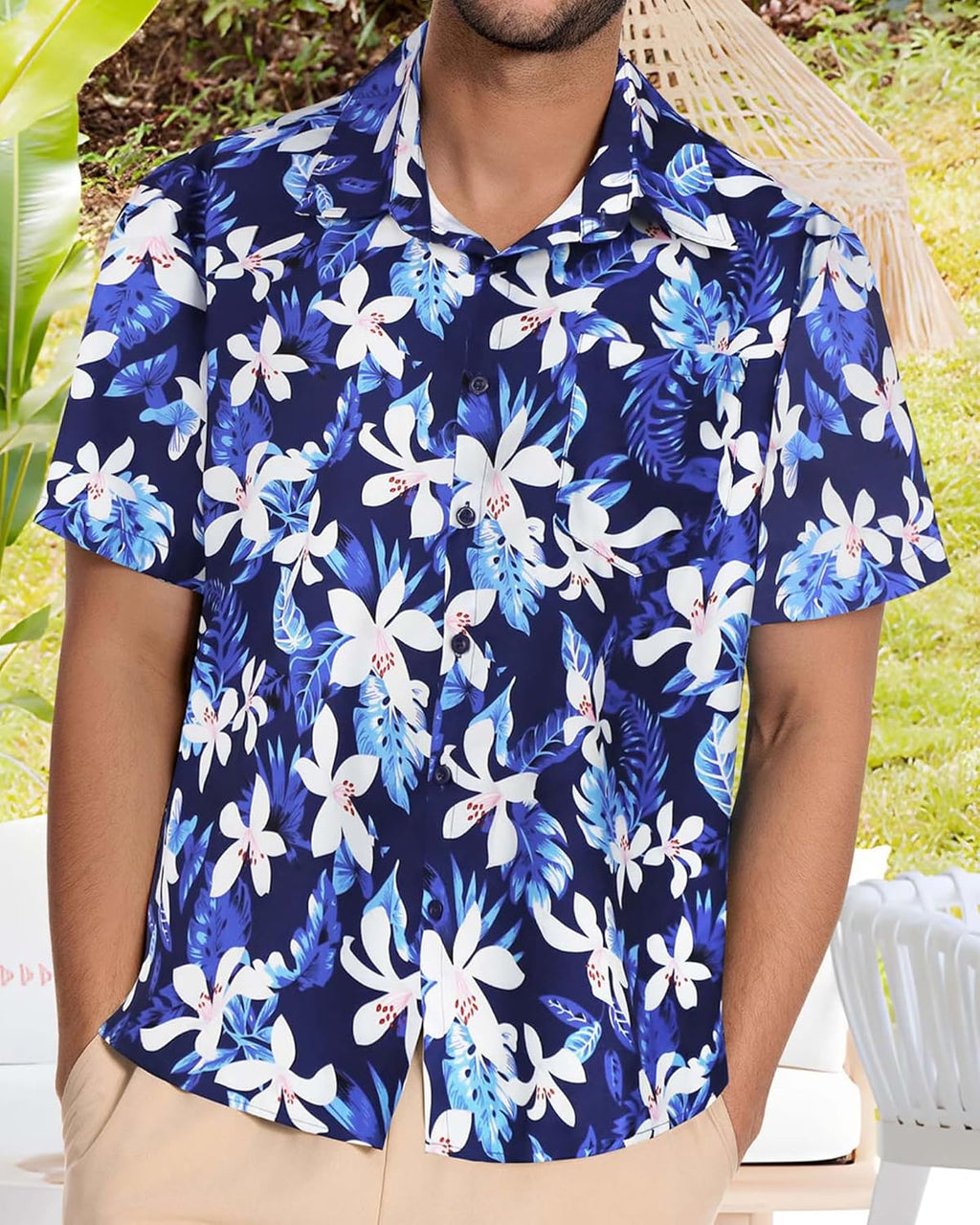 Skiennix Men's Hawaiian Shirt - Short Sleeve Casual Beach Top with Pocket | Summer 2026 Style