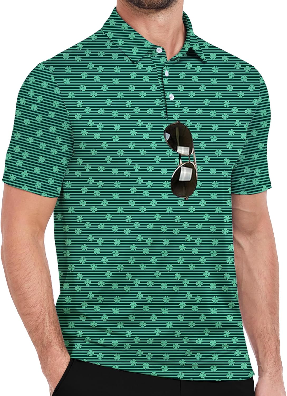 ZITY Men's Golf Polo Shirt - Short Sleeve Striped Design | UPF 50+ Moisture-Wicking Casual Tee