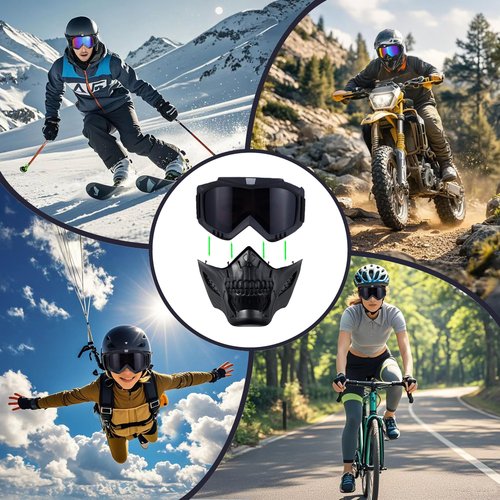Airsoft Helmet and Mask,Tactical Airsoft Helmet and Full Face Fox Mask Set - Black Paintball Gear with Detachable Goggles, NVG Mount, and Side Rails