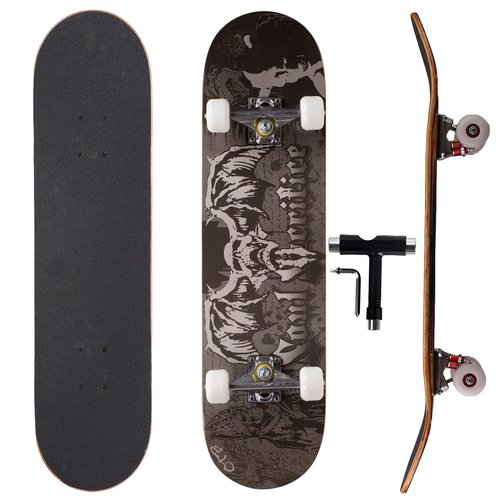 Professional Double Kick Skateboard, 31 inch Maple Deck, ABEC-9 Bearings, 95A PU Wheels, Custom Graphic Design (bat King(T-Tool Included), 31in)
