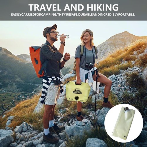 MRBULLOCK Collapsible 8L Water Storage Bag, BPA-Free Portable Folding Water Jug with Adjustable Faucet, Leakproof Emergency Water Bag for Camping, Hiking, Riding, Outdoor Sport (1, Beige)