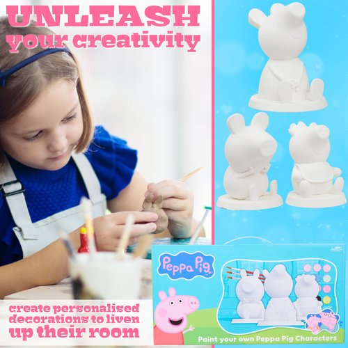 Get Trend Peppa Pig Paint Your Own Figurines Kit, Plaster Painting Set for Kids, Arts and Crafts for Girls, DIY Craft Kit, Gifts for Girls (Multi Peppa Pig)