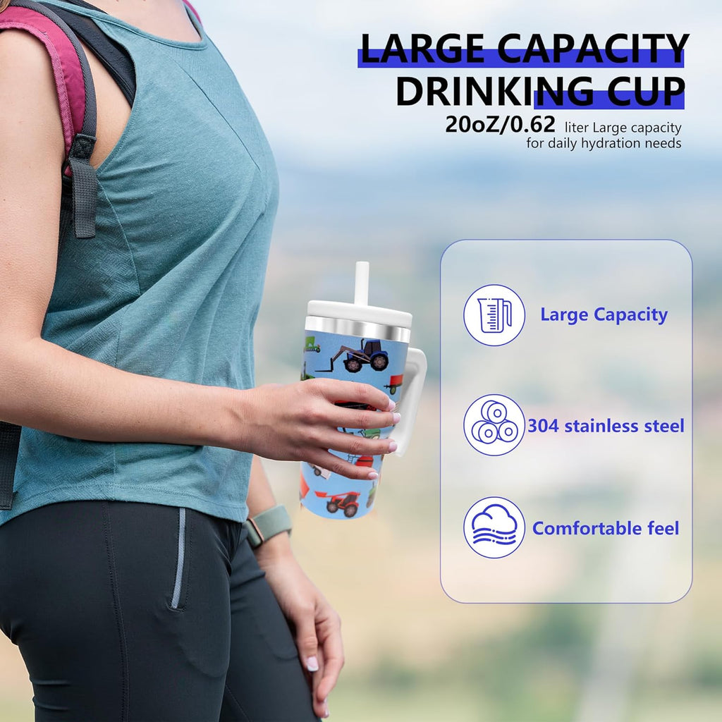 Skiennix 20-Oz Insulated Water Bottle - BPA-Free Double-Wall Stainless Steel Tumbler | Blue Farm Vehicle