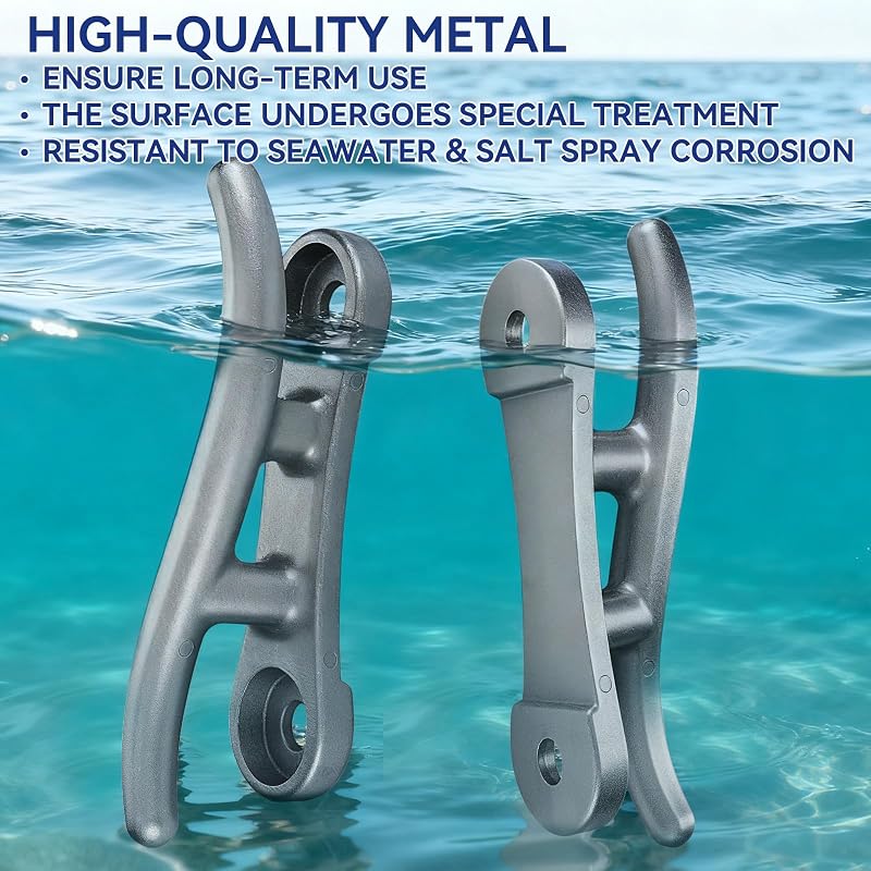 Jenaai 10-Inch Aluminum Dock Cleats (4 Pack) S-Style Tie-Down, 8100 LBF