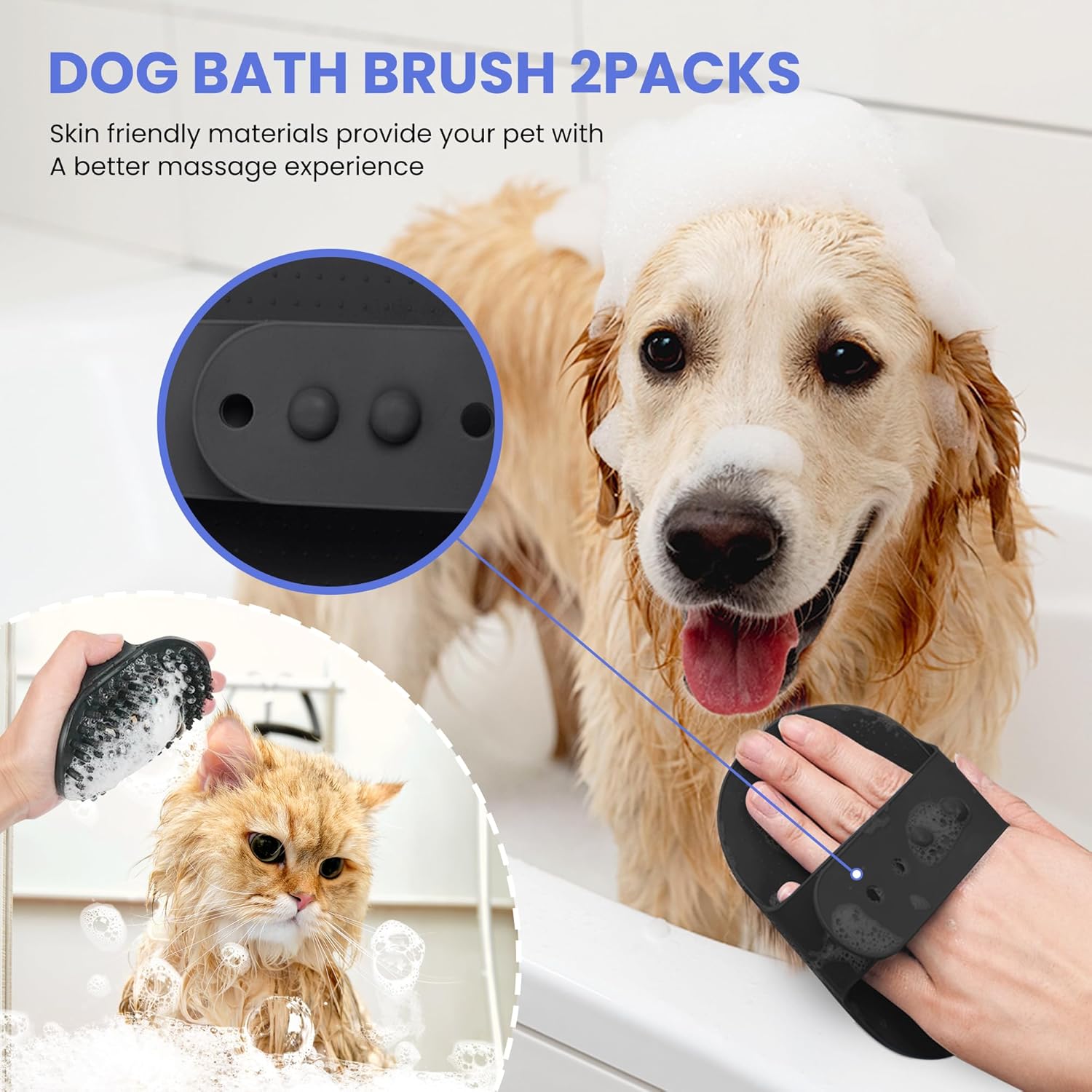 Skiennix Self-Cleaning Shedding Brush - 5-in-1 Professional Grooming Tool for Dogs & Cats | Black