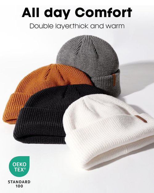FURTALK Fisherman Beanie for Men Women - Knitted Unisex Winter Hat with Stretchy Comfort Outdoor All-Day Warmth