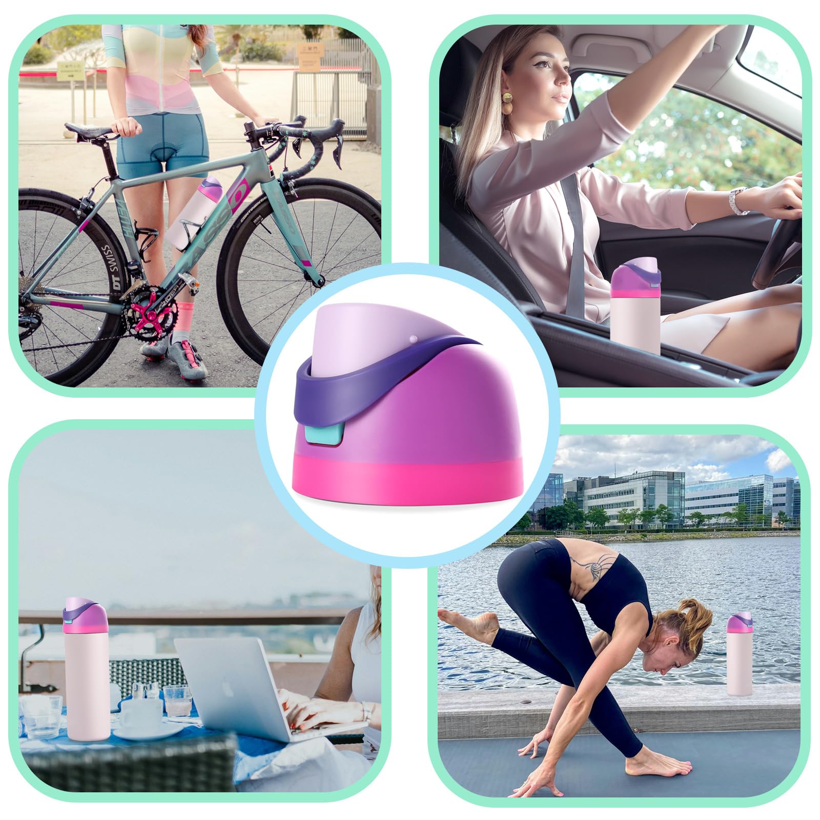 NTIERA Replacement Lid for Owala Freesip,Compatible with Owala Freesip Water Bottle 16oz 24oz 32oz 40oz,Premium Replacement Accessories for Owala Cap,Leakproof,BPA-Free(Pink Purple)