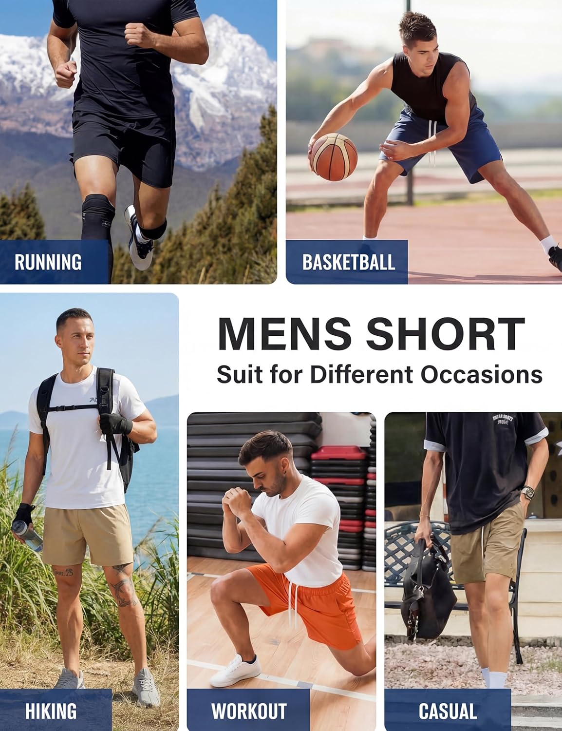 TACVASEN Men's Athletic Workout Shorts - Quick Dry 7" Gym Running Shorts with Zipper Pockets