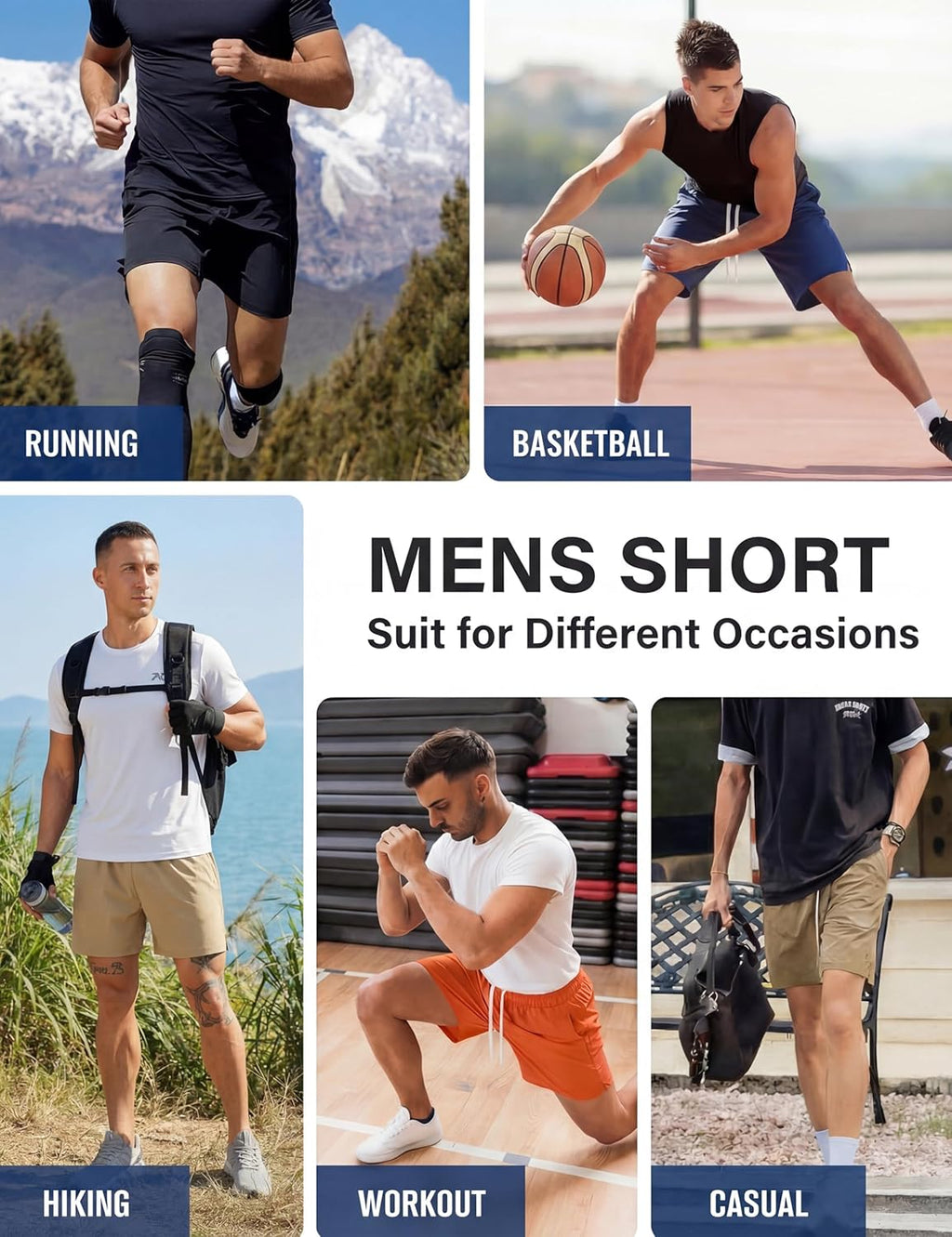 TACVASEN Men's Athletic Workout Shorts - Quick Dry 7" Gym Shorts with Zipper Pockets for Summer Hiking