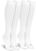 Doctor's Choice Women's 2 Pack Light Compression Over Calf Socks, White, 9-11