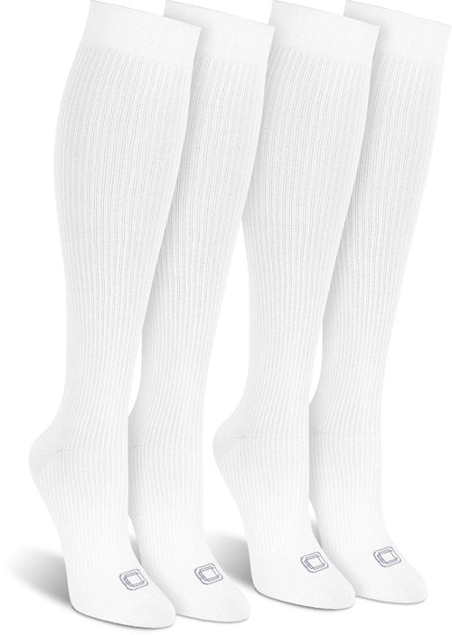 Doctor's Choice Women's 2 Pack Light Compression Over Calf Socks, White, 9-11