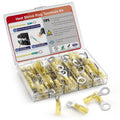 AIRIC Heat Shrink Ring Terminals Kit - Copper Battery Cable Lugs for 12/10 AWG Wires | 50 PCS, Yellow