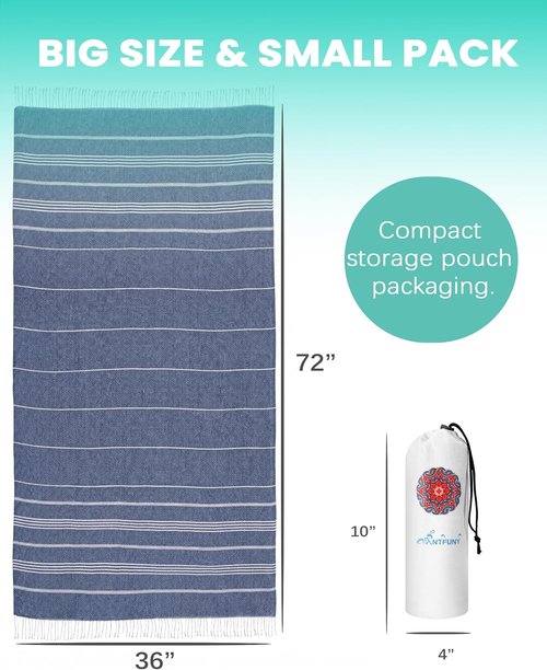 Antfuny Turkish Beach Towels - 4 Pack Yoga Blankets for Gym & Workout | Perfect Gift for Women