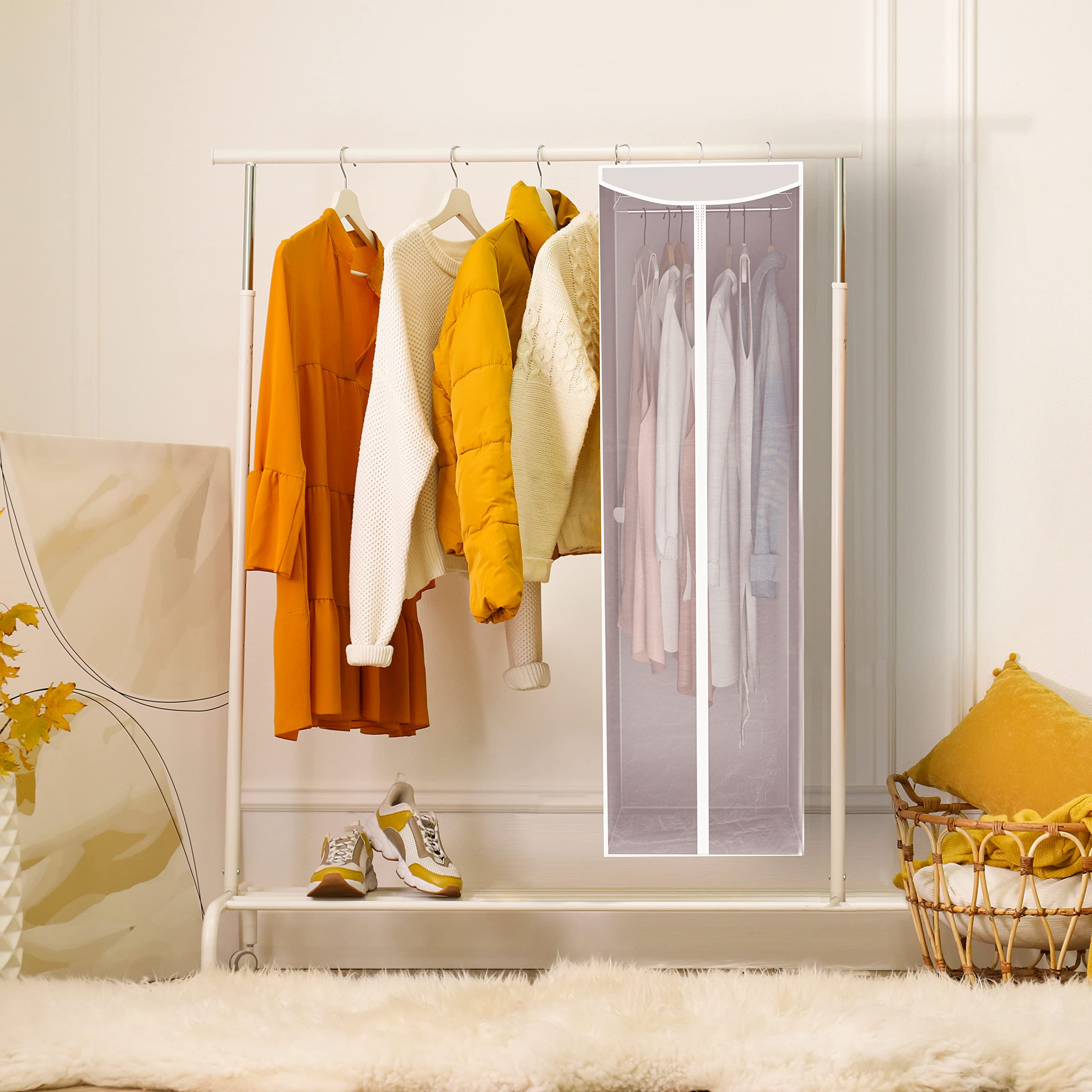 STORAGE MANIAC 2-Pack Hanging Garment Bag, Long Garment Cover for Closet, Clear Garment Bags for Storage, Large Garment Storage Bag for Dresses, Suits, Zipper Cover with Sealed Clear Window, Grey
