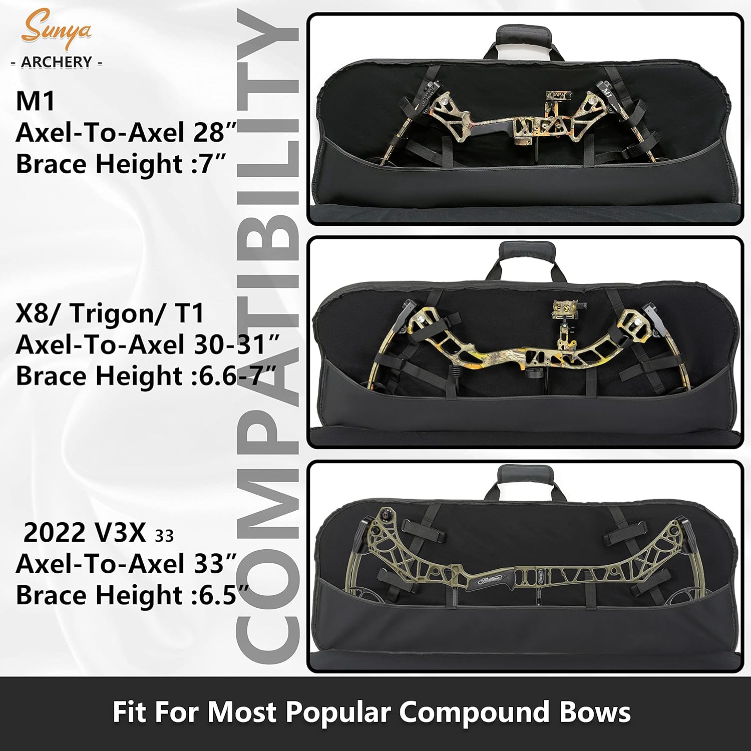 SUNYA Compound Bow Case - Neoprene String Protection & Padded Sling | Soft Carrying Case for Archery Gear