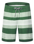 ELETOP Men's Swim Trunks Quick Dry Bathing Suit Swimming Board Shorts Mesh Lining Beach Swimwear Stripe Green White XXL