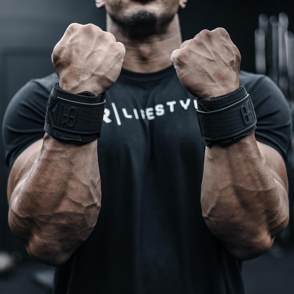 PR Personal Record Heavy Duty Wrist Wraps - Extra Wide Strap, Strong Thumb Loop, Enhanced Elasticity