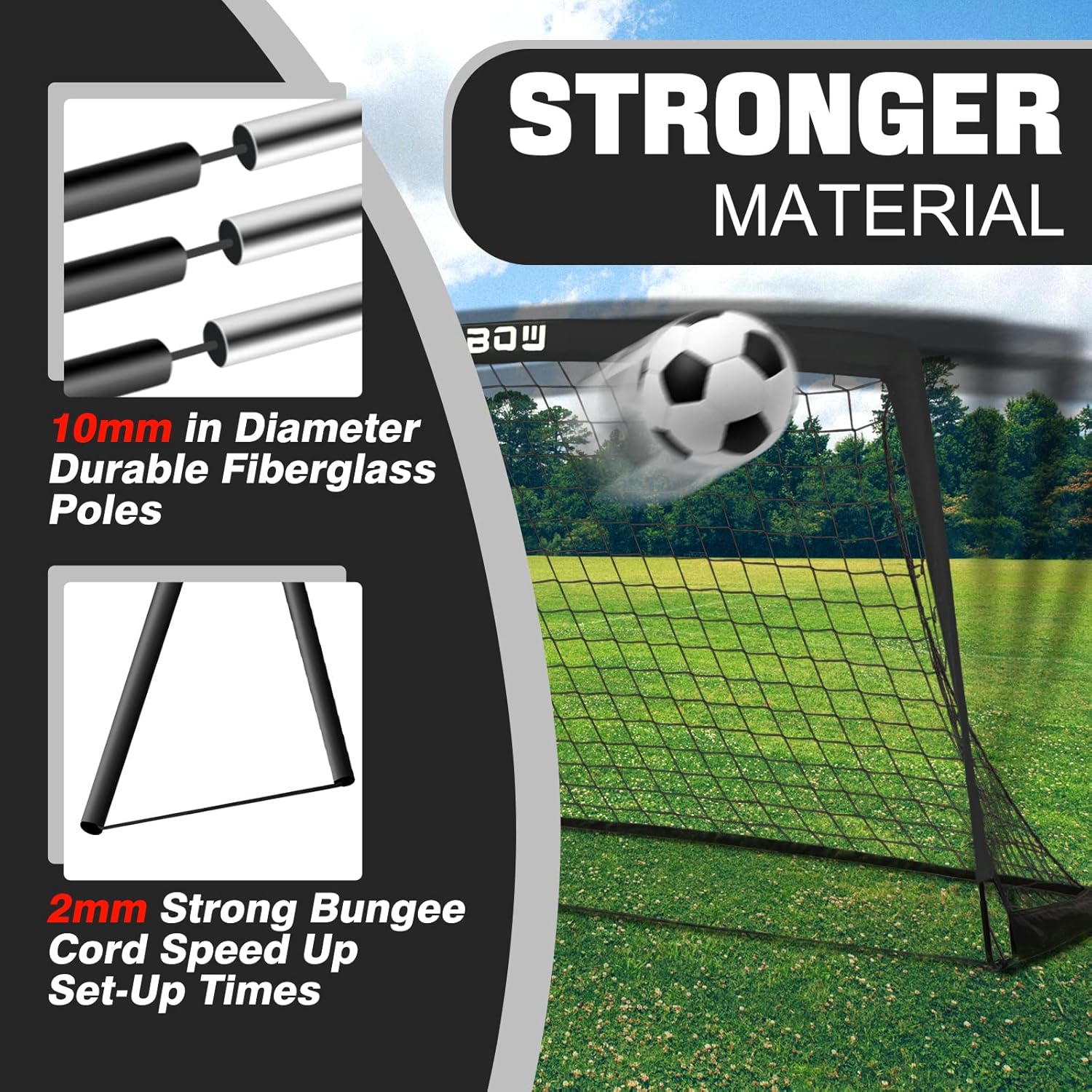 RUNBOW 6x4 FT Kids Soccer Goal with Carry Bag, Portable Folding Soccer Net for Backyard Practice Training, Indoor/Outdoor Use for Youth and Adults