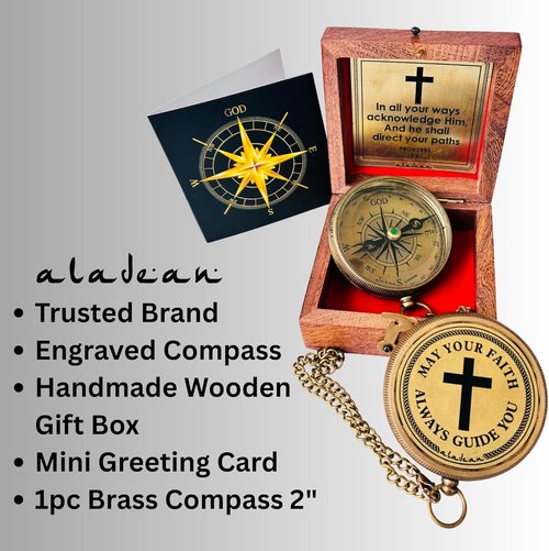 God's Faith Compass - Engraved Christian Compass Gift for Men & Women | Perfect for Baptism & Confirmation