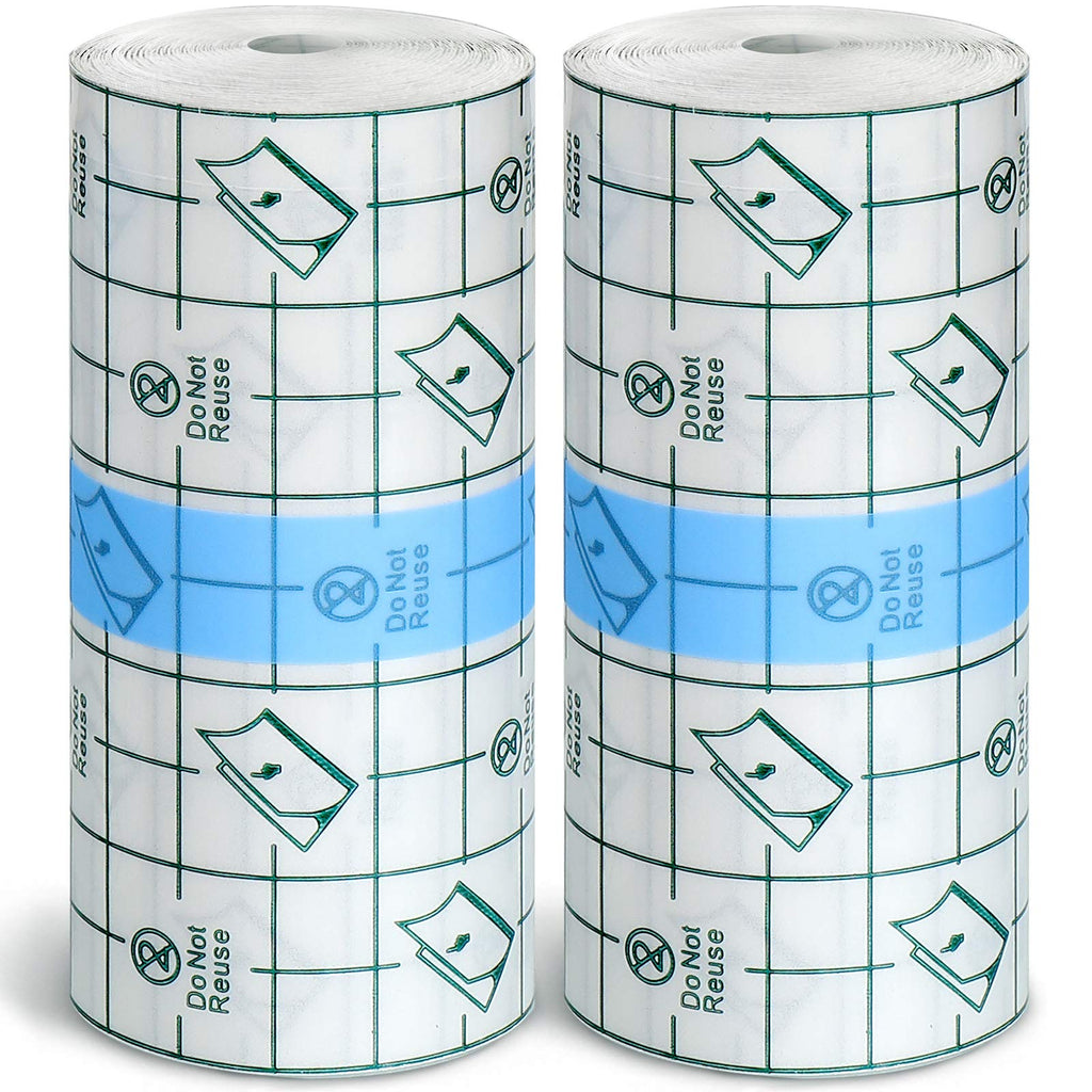Tondiamo 2 Pieces Transparent Stretch Adhesive Bandage Waterproof Bandage Clear Adhesive Bandages Dressing Tape (4 Inch x 10.94 Yard)