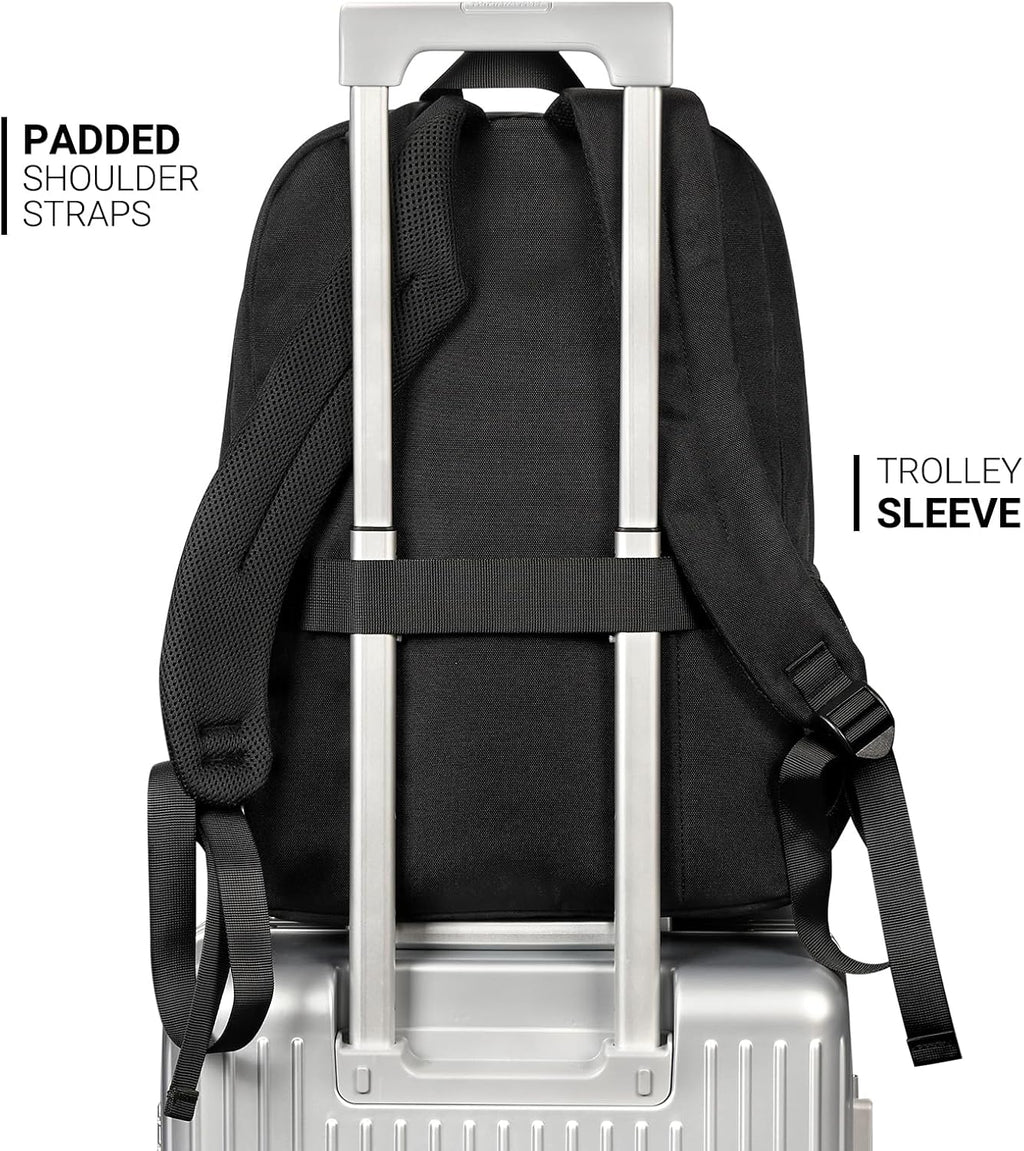 ZORFIN 26L Black Backpack - Water Resistant College & Travel Bookbag for All-Day Comfort