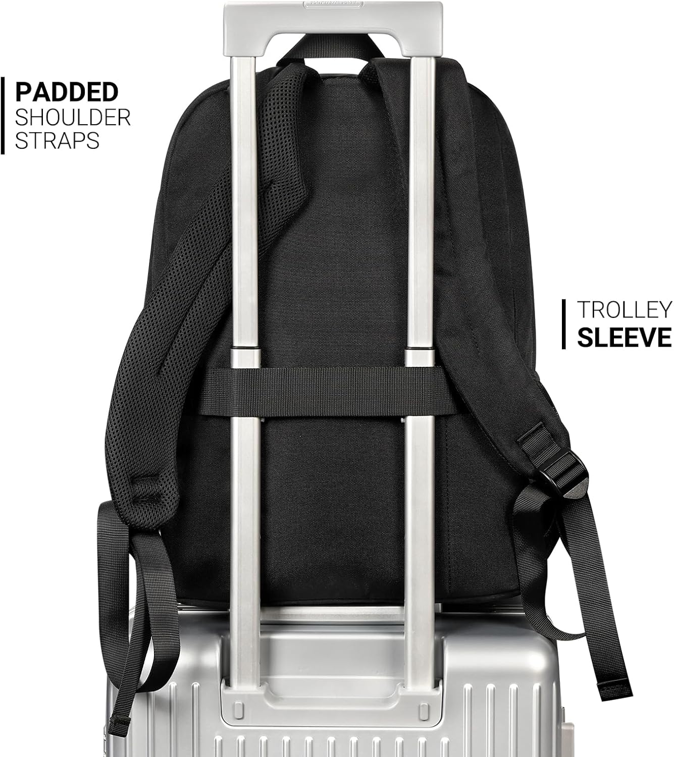 ZORFIN 26L Black Backpack - Water Resistant College & Travel Bookbag for All-Day Comfort