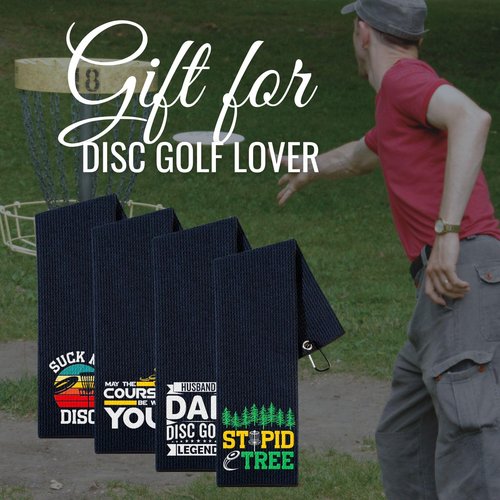 CybGene Disc Golf Gifts, Disc Golf Towel, 16”x 24” Microfiber Golf Towel, May The Course be with You, Black