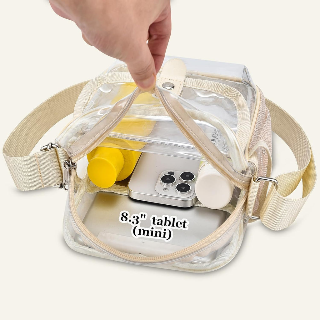 Spodears Clear Crossbody Bag - Perfect for Stadiums, Concerts & Festivals | Adjustable Strap & Bottle Holder