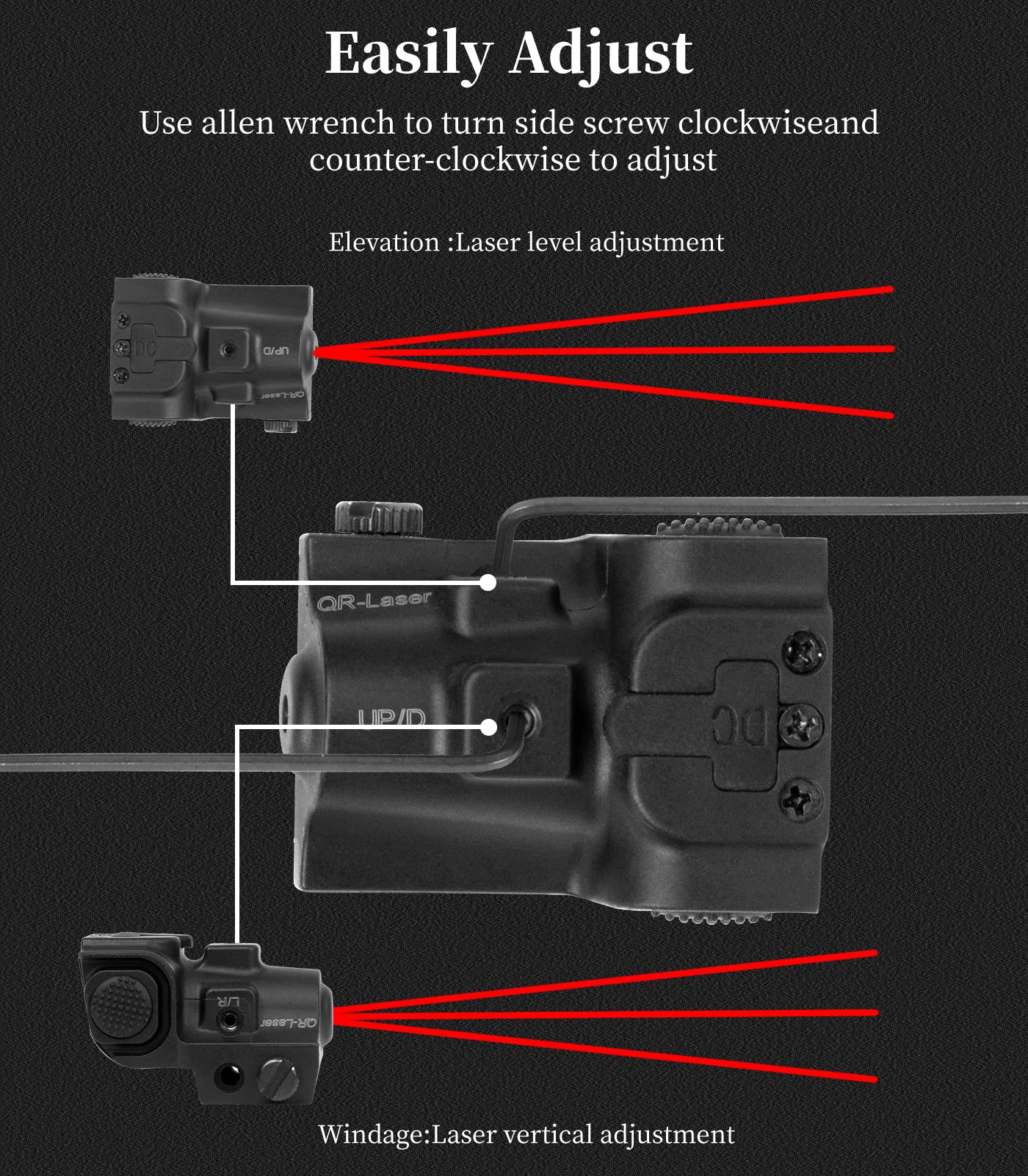 QR-Laser Red Laser Sight Ultra Compact Tactical Pistol Laser Sight Shockproof Rechargeable Red Dot Sight Used for Pistols and Rifles with Picatinny Rail