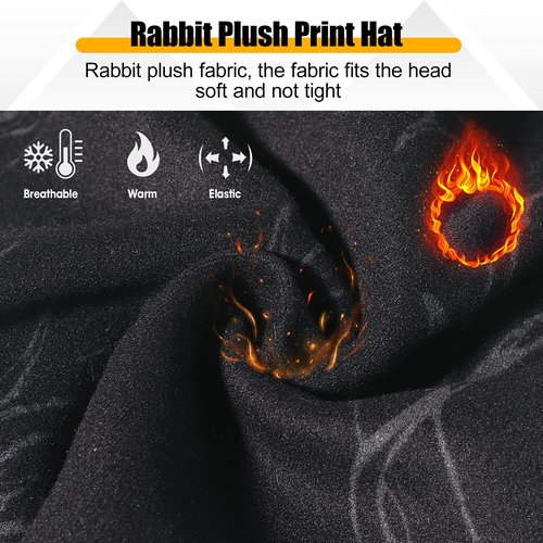 HASAGEI Beanies Skull Caps for Men, Women Warm Helmet Liner, Cycling Cap Soft Lightweight Beanie Hat Antistatic Printed Hat (Black+Deer Pattern)