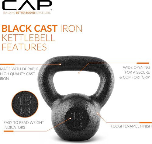 CAP Barbell Cast Iron Kettlebell - Durable Coated Design | Multiple Weight Options Available