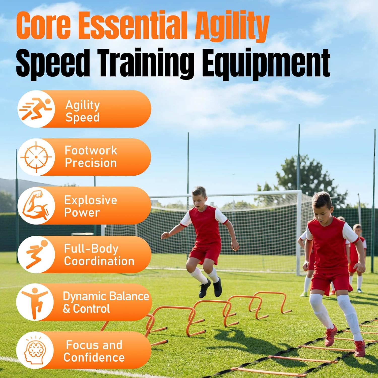 Speed and Agility Training Set - 5 Adjustable Hurdles & 20ft Agility Ladder for Kids & Adults