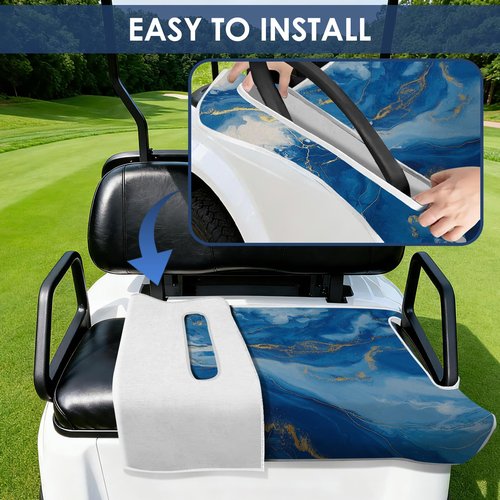 Roneenz Golf Cart Seat Covers - Blue Watercolor Golf Cart Seat Towel Blanket, Keeps Seat Comfortable, Soft and Comfortable, Suits Club Car and 2-Seat Golf Carts, 51" x 31"