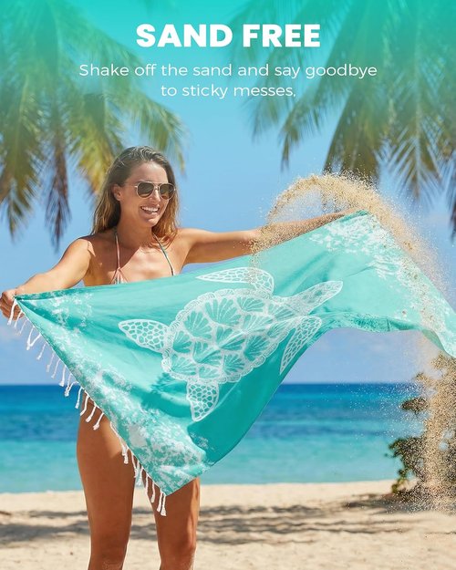 Antfuny Quick-Dry Turkish Beach Towels - Extra Large, Lightweight & Absorbent | Sand-Free, Orange & Teal