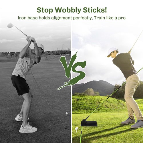 Feroca Upgraded Golf Alignment Stick Holder with Anti-Tip Base, Golf Swing Plane Trainer Enhanced Stability with Front Iron Weighs, Golf Training Aid Fix Slices & Putting