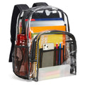 Vorspack Clear Backpack Heavy Duty PVC Transparent Backpack Extra Large Clear Backpacks with Reinforced Strap for College Workplace Security - Black