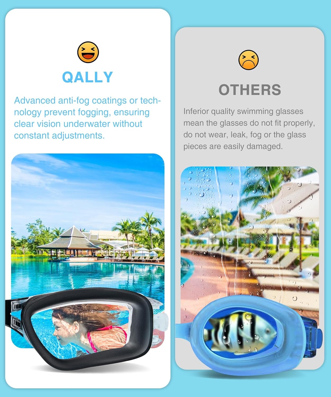 Skiennix Kids Swimming Goggles - Anti-UV, Anti-Fog, Leak-Proof | 3-Pack for Ages 6-16
