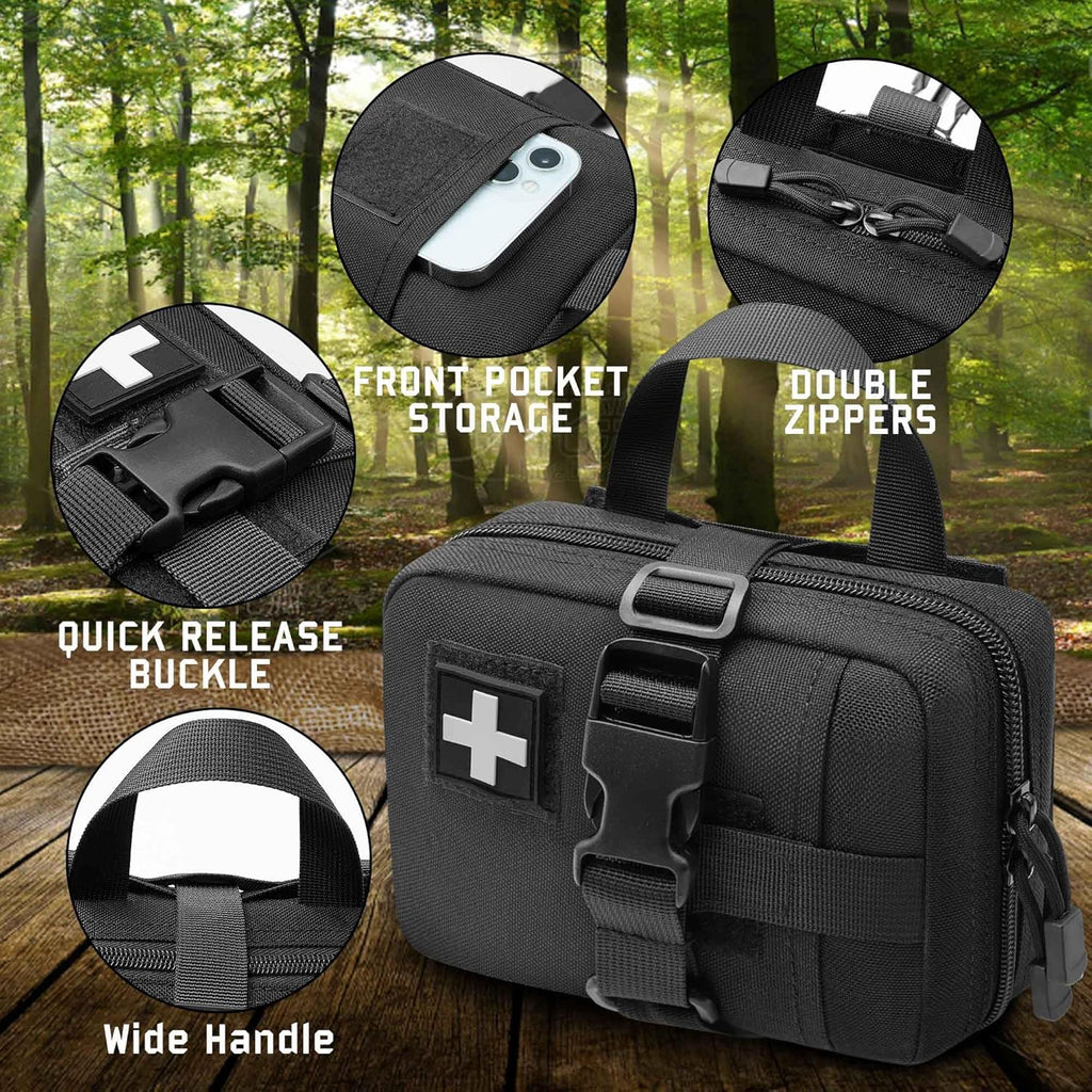 Skiennix Tactical Molle Rip Away IFAK Pouch - Compact Medical Utility Belt Pouch for EMTs