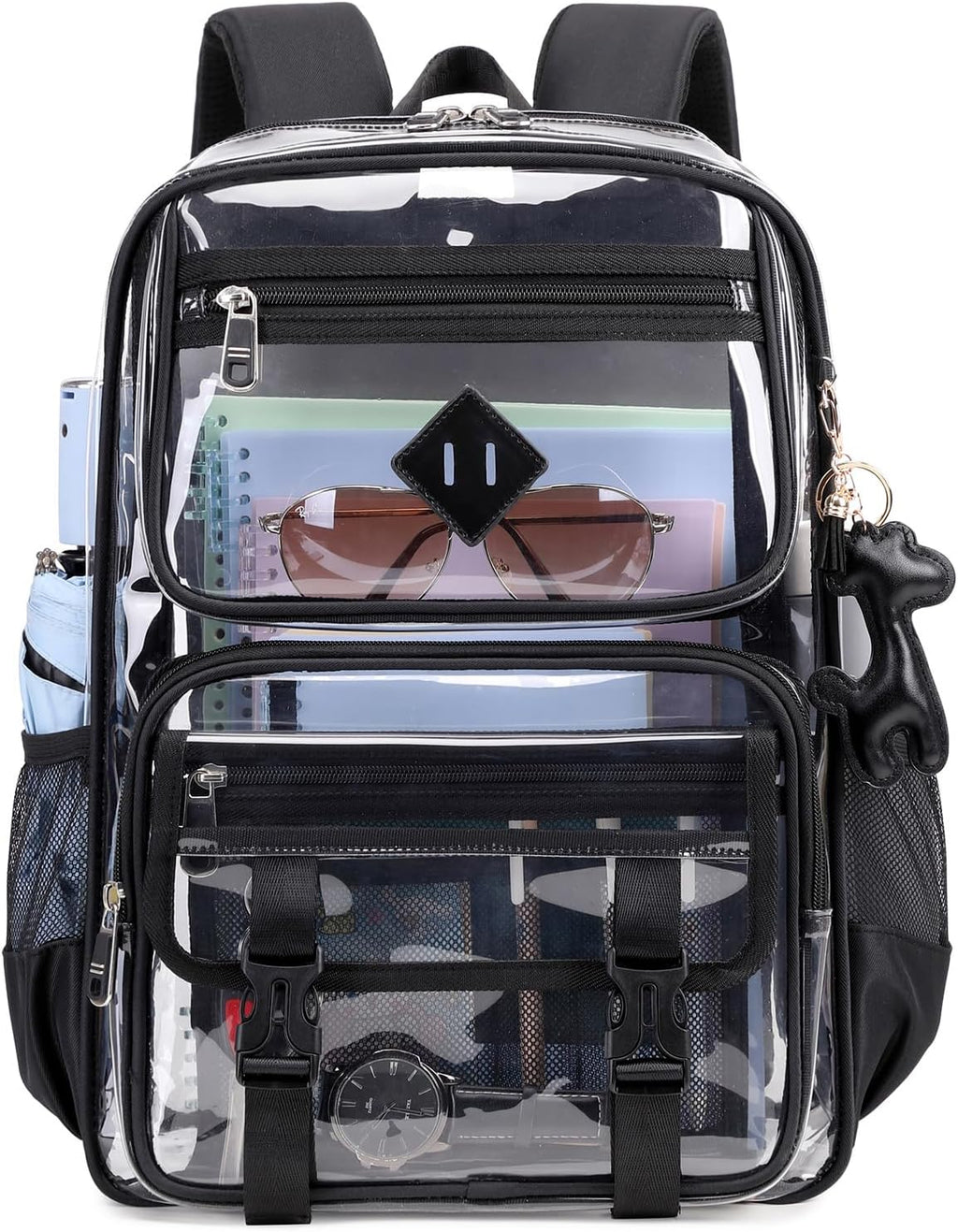 Sisipoet Clear Backpack for School, PVC Clear Bookbag Heavy Duty Transparent Backpack for Stadium Events See Through Bag