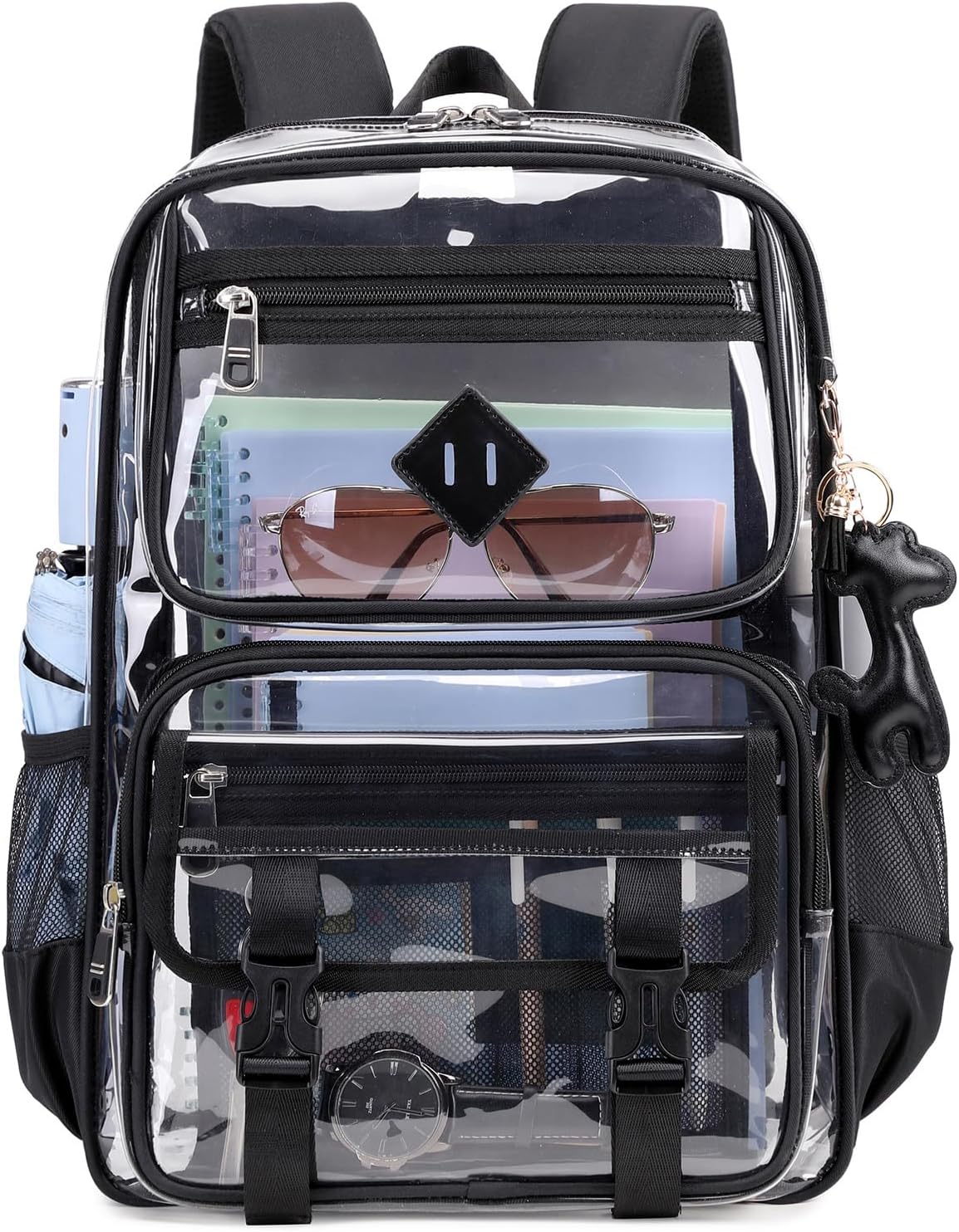 Sisipoet Clear Backpack for School, PVC Clear Bookbag Heavy Duty Transparent Backpack for Stadium Events See Through Bag