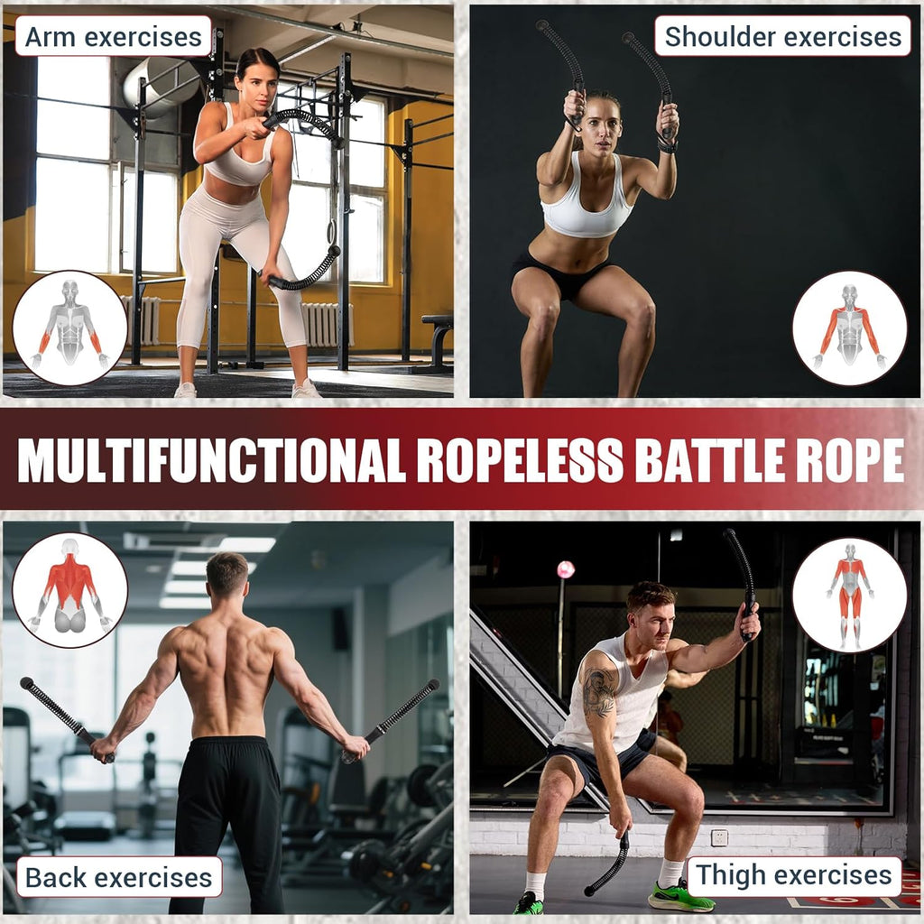 Skiennix Weighted Ropeless Battle Ropes - Heavy Duty Cordless Design for Home Gym | Ideal for HIIT & Strength Training