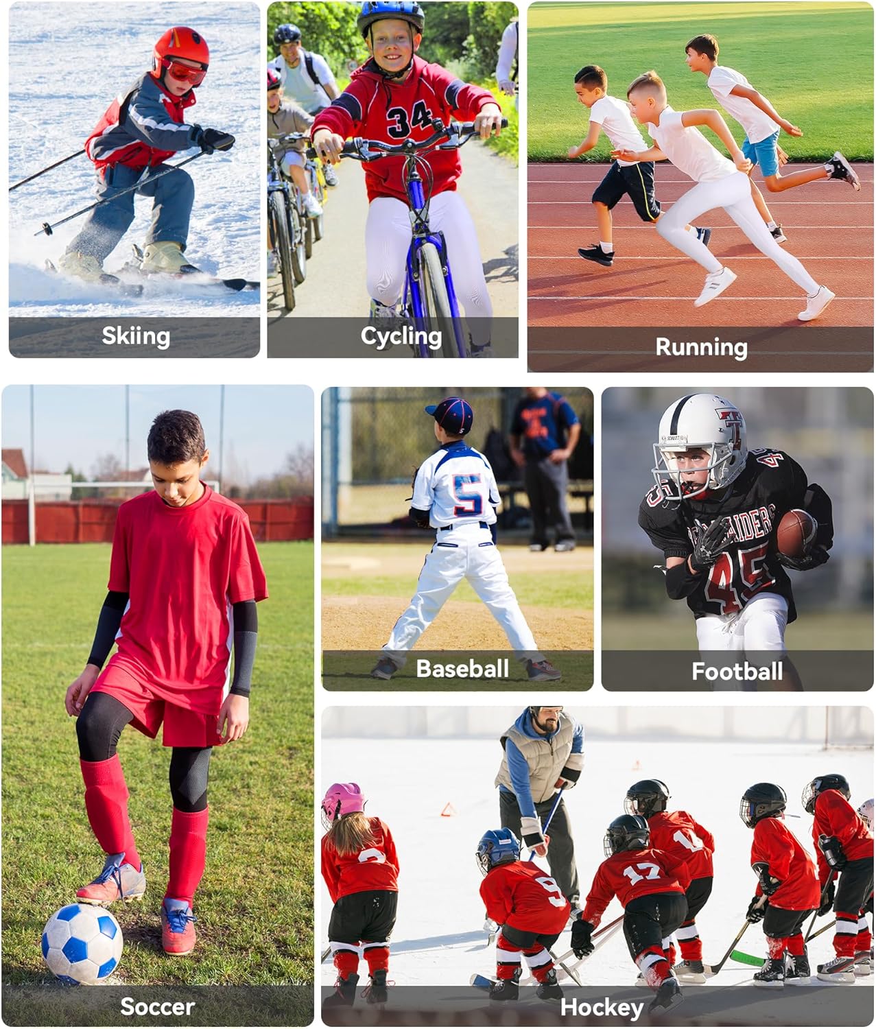 Runhit Boys Compression Leggings - Youth Athletic Tights for Basketball | Base Layer Sports Pants