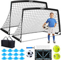 Skiennix Kids Soccer Goals - Portable Foldable Practice Nets with Training Equipment Set for Backyard Fun