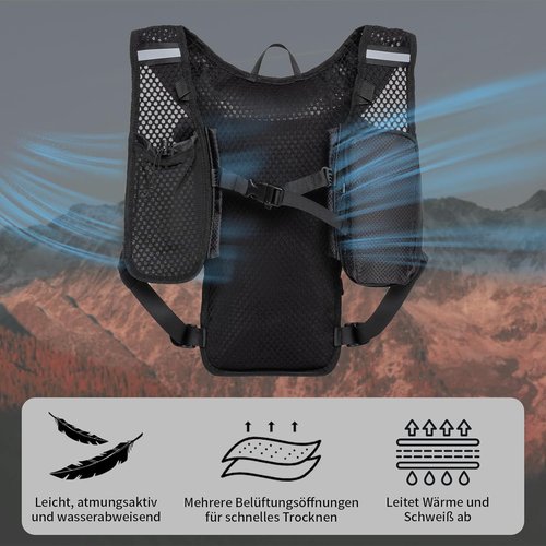 GRIO Lightweight Running Hydration Vest - 2L Water Bladder for Hiking, Cycling & Running