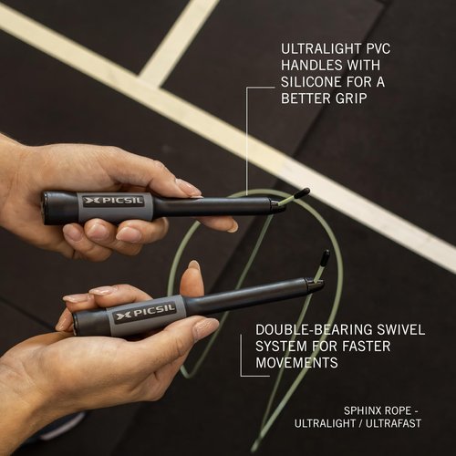 PICSIL - Sphinx Rope | 360° Spin Jump Rope | Dual Bearing System | Fast & Lightweight for Fitness, Cross Training Boxing | Adjustable Cable| Double Rolling | (White light)