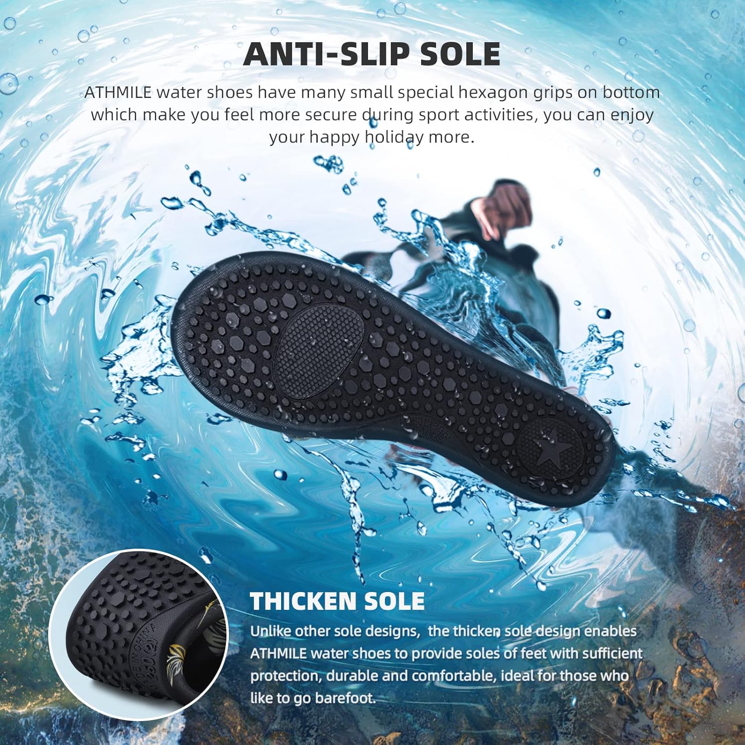Skiennix Quick-Dry Water Shoes - Aqua Socks for Men & Women | Ideal for Beach, Yoga & Pool Activities