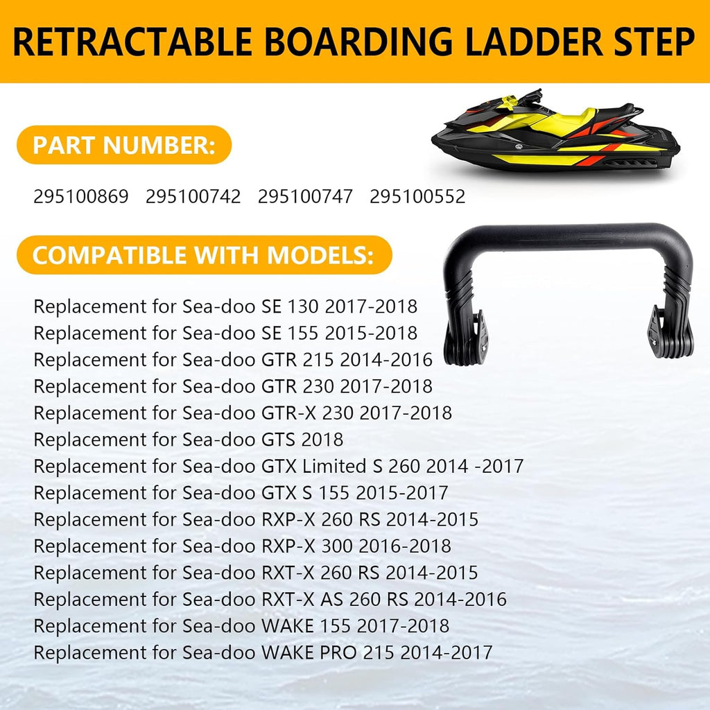 Skiennix Watercraft Reboarding Ladder - Retractable Spring-Loaded Design for Sea Doo RXT, GTX, GTR
