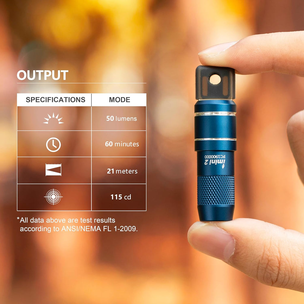 OLIGHT IMINI 2 EDC Rechargeable Keychain Flashlight, 50 Lumens Compact and Portable Mini LED Keyring Lights with Built-in Battery Ideal for Everyday Carry and Emergencies (Midnight Blue)