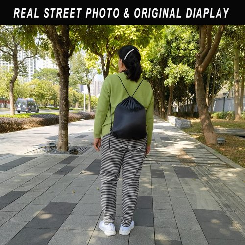 CAIHONG Drawstring Backpack - 100 Pack Cinch Sacks for Gym, Yoga, Sports & Gifts - Black