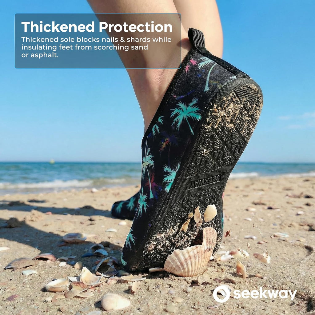 SEEKWAY Water Shoes - Quick-Dry Aqua Socks for Adults | Non-Slip Barefoot Design - Black SK002(U)